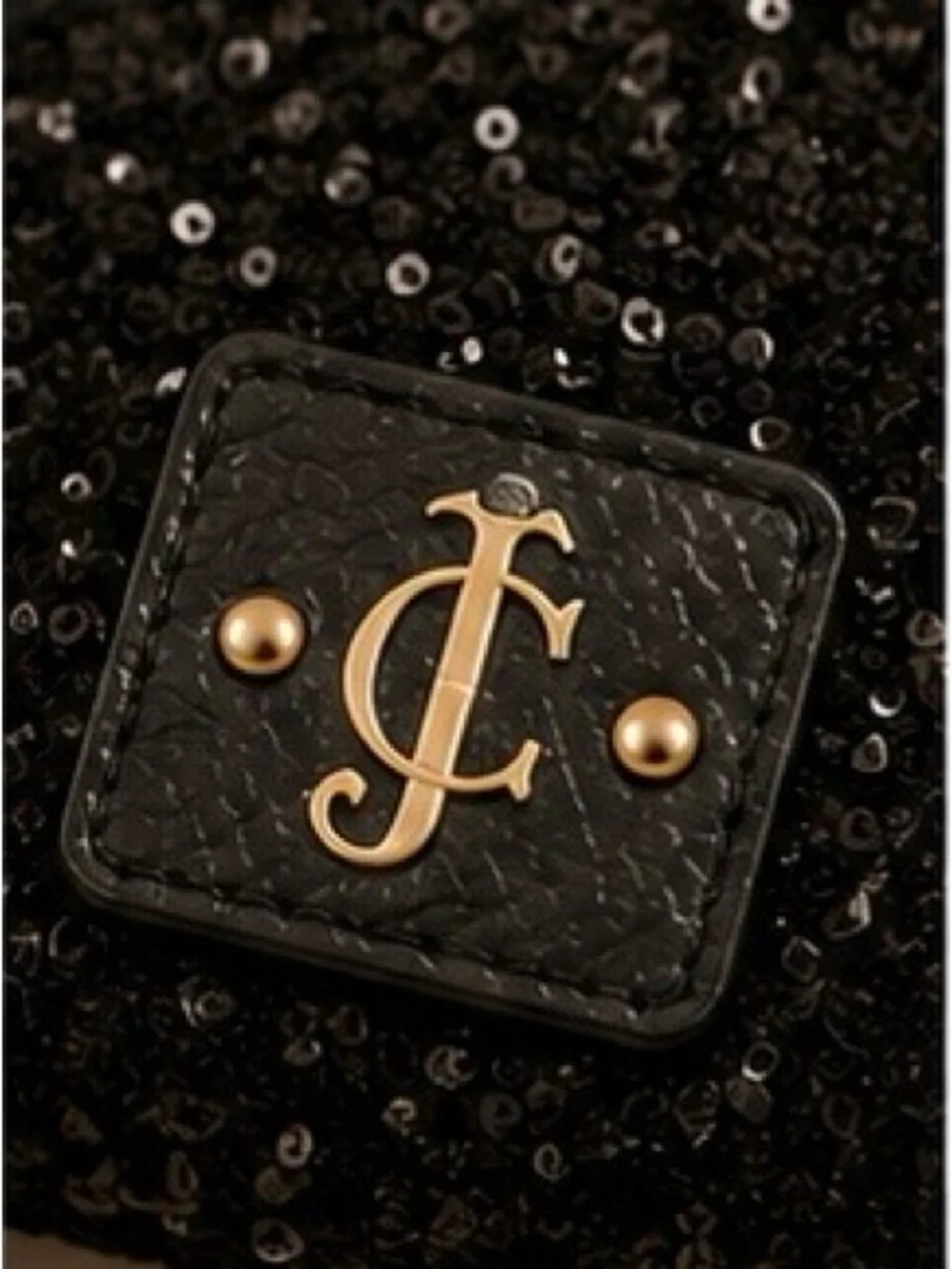 Juicy Couture Black Sequin Continental Zip Around Wallet Pink Interior NWT